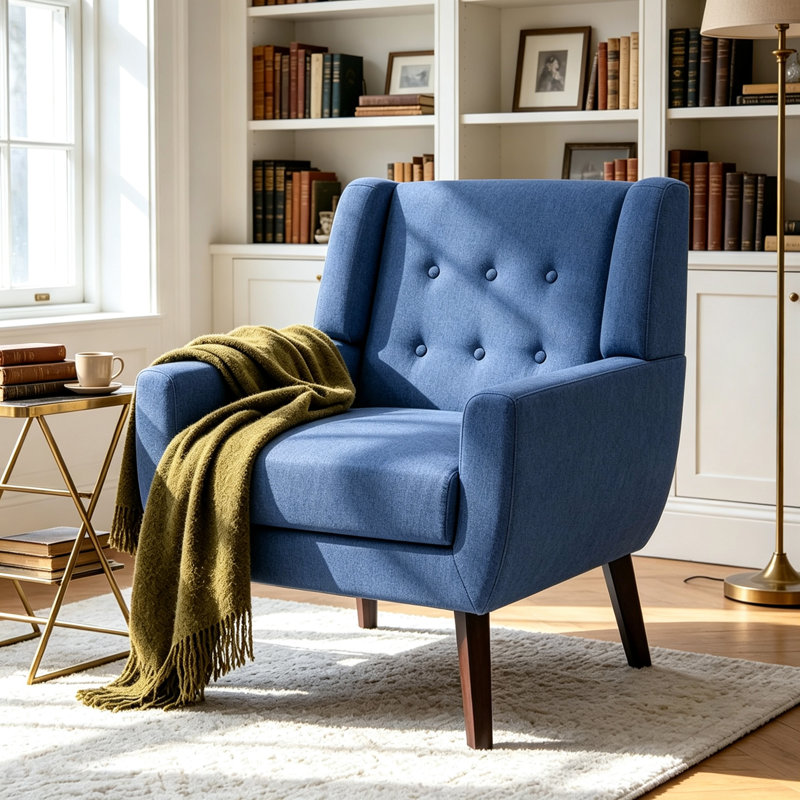 Fauteuil Jaqueze, Mélange de lin bleu performance
