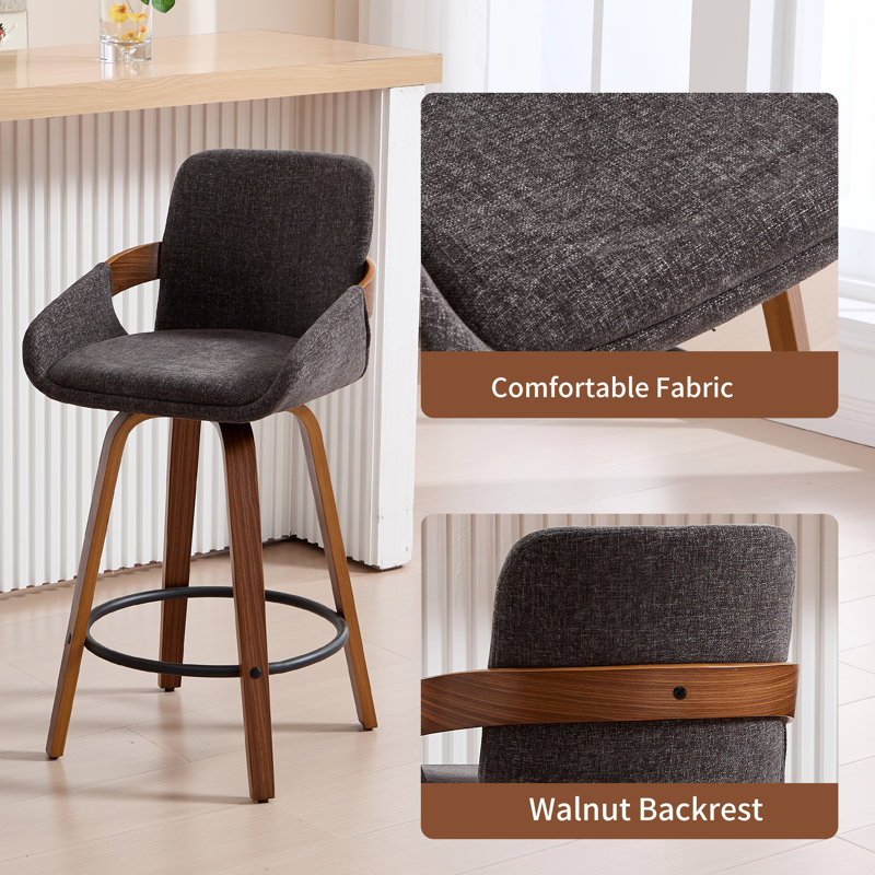 Swivel Bar & Counter Stool Set of 3, Dark Gray, 3