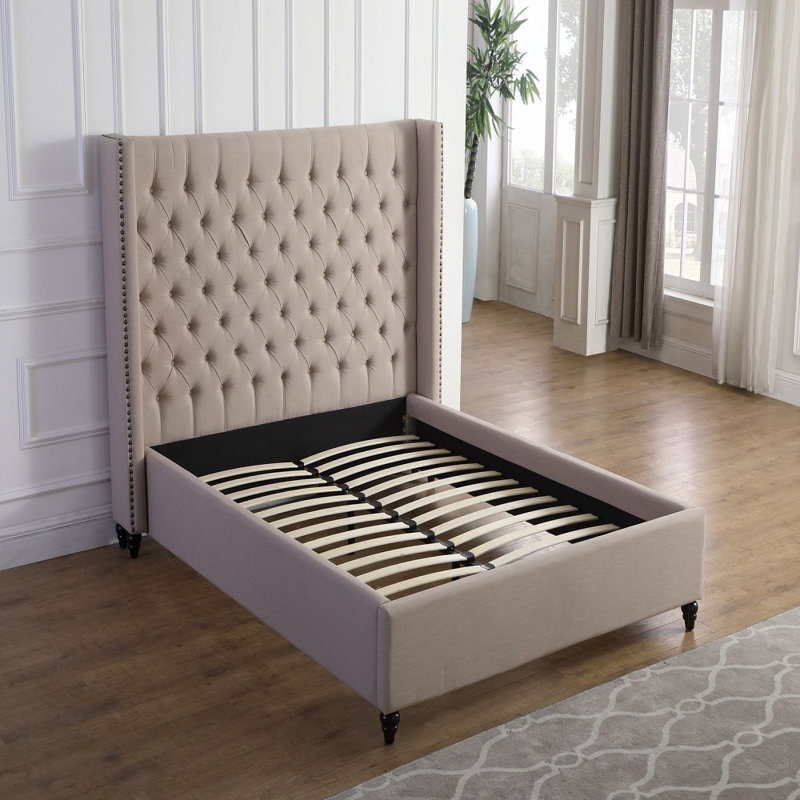 Lit plateforme Devola, Beige, Très grand