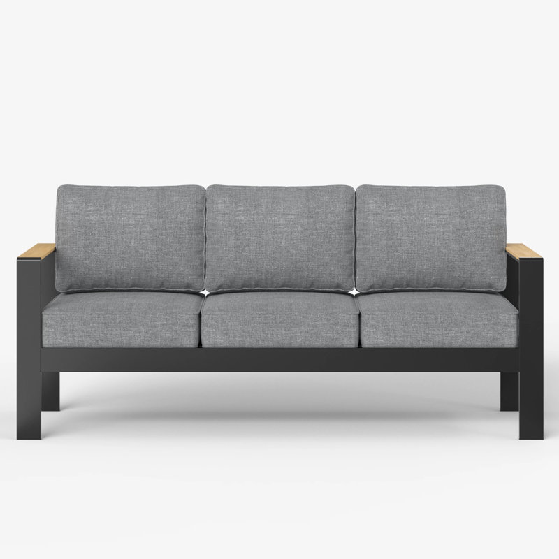 185.4cm Wide Patio Sofa with Cushions, Grey