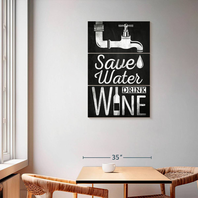 Ketti «Save Water Drink Wine», typographie, H 57 po x l 36 po