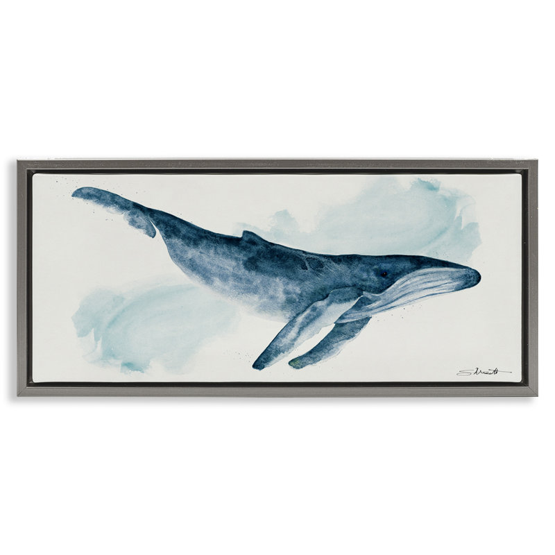 Baleine à  nautique, Cadre flottant gris lustré, H 11 po x l 25 po