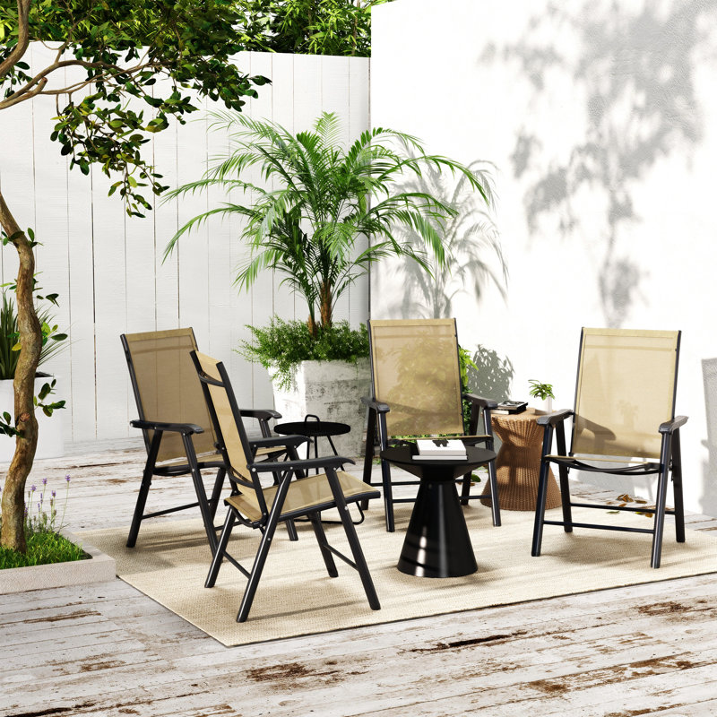 Ensemble de 4 chaises de patio pliantes Outsunny, Brun