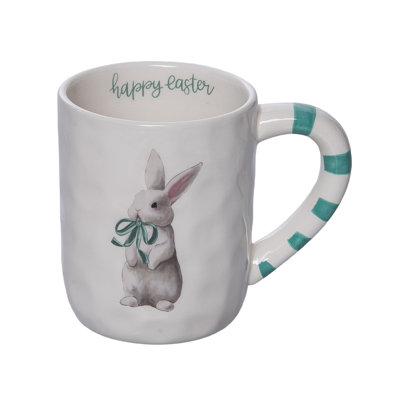 Ceramic Coffee Mug with Mint Julep Bunny, Green, Ceramic, Table, Kitchen, Easter, Drinkware