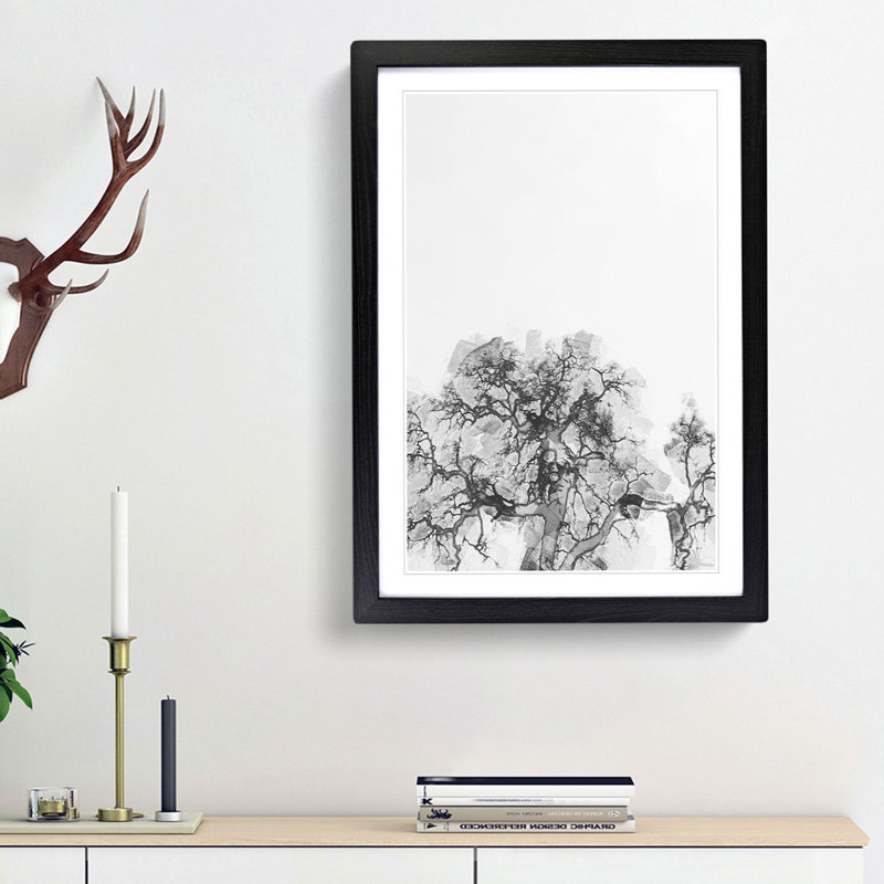 Old Oak Tree in Abstract - Picture Frame Graphic Art Print, Black Framed, 65cm H x 48cm W x 2cm D
