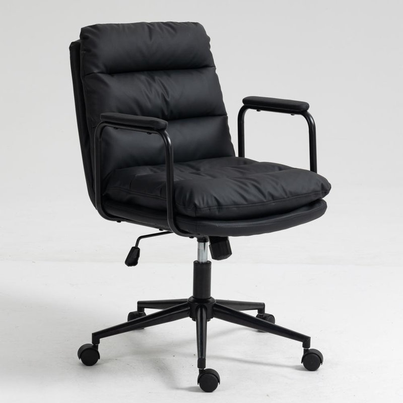 Faux Leather Upholstered Swivel Office Desk Task Office Chair