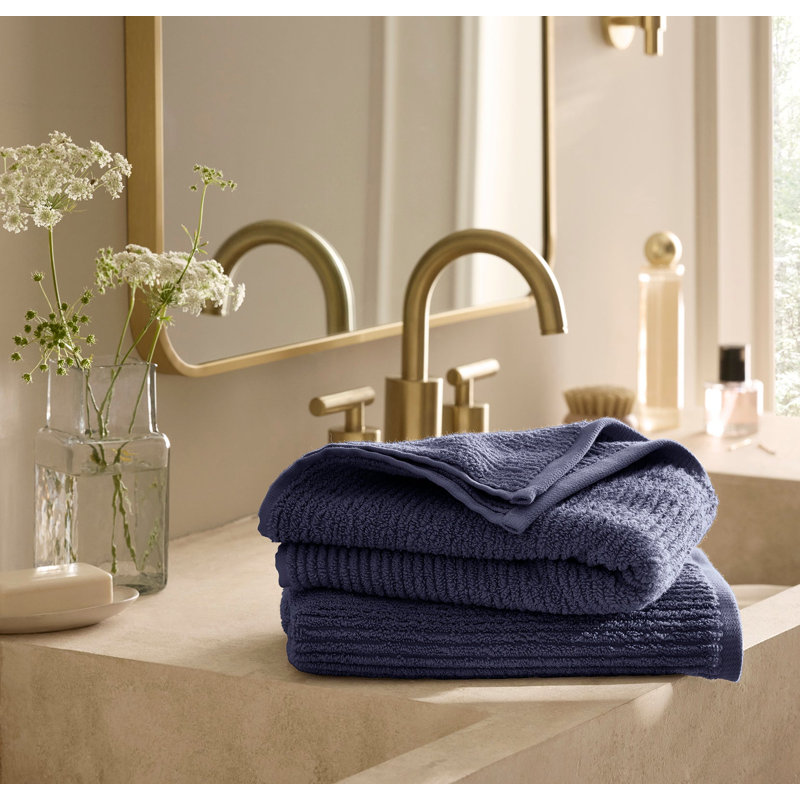 Turkish Ribbed Bath Sheet Set, Coastal Navy, 6 Pieces: 2 Bath Sheet, 2 Washcloth, 2 Hand Towel