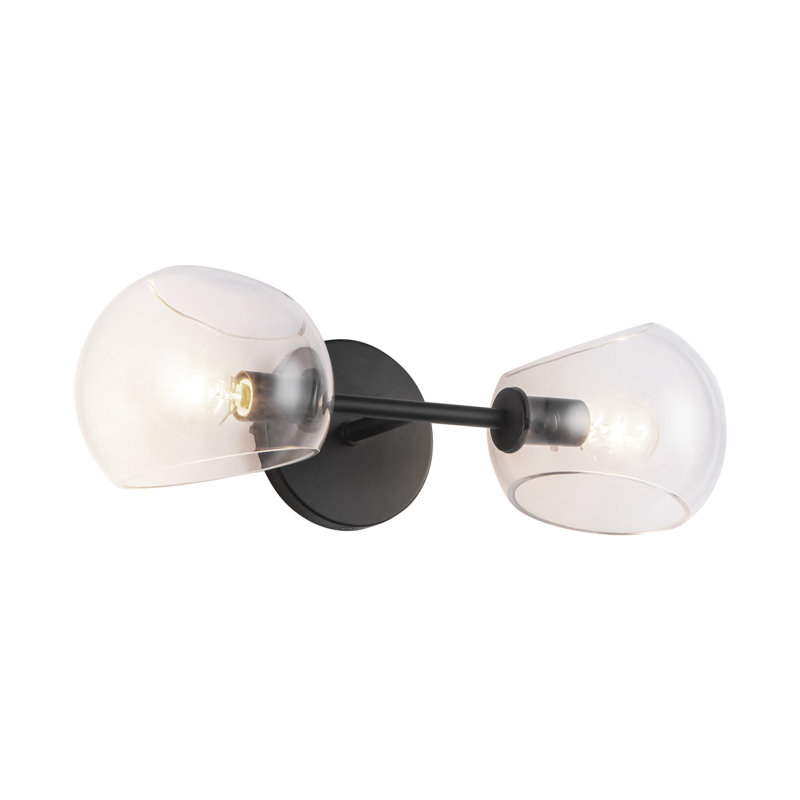 Éclairage pour meuble-lavabo Willow, Noir mat, Verre transparent, 2