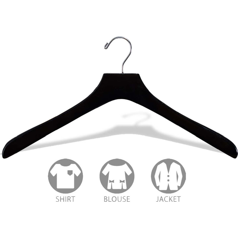 Cintre pour manteau en bois, 12, Noir/chrome