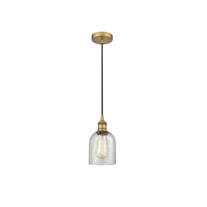 Luminaire suspendu en dôme à 1 lumière Reiko, Mica, Laiton brossé