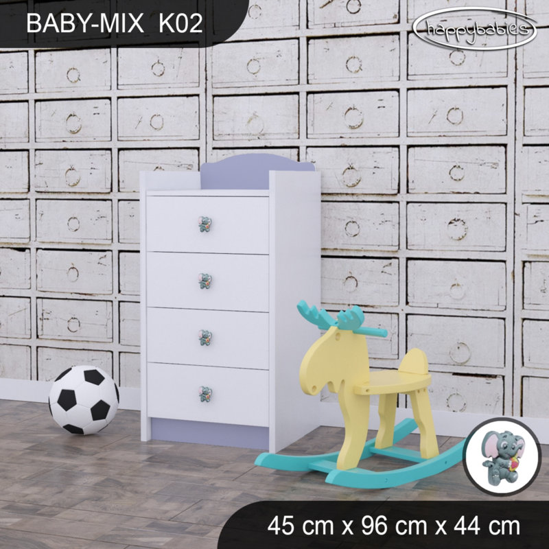 Baby Mix Kids 4 - Drawer Dresser, Grey