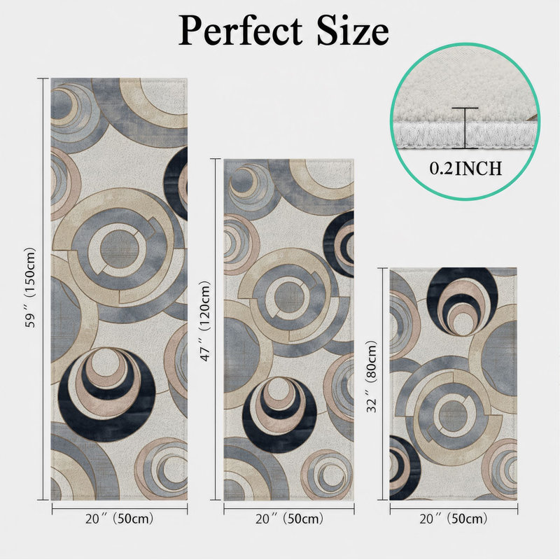 Circular Swirls Non-Slip Washable Kitchen Mats