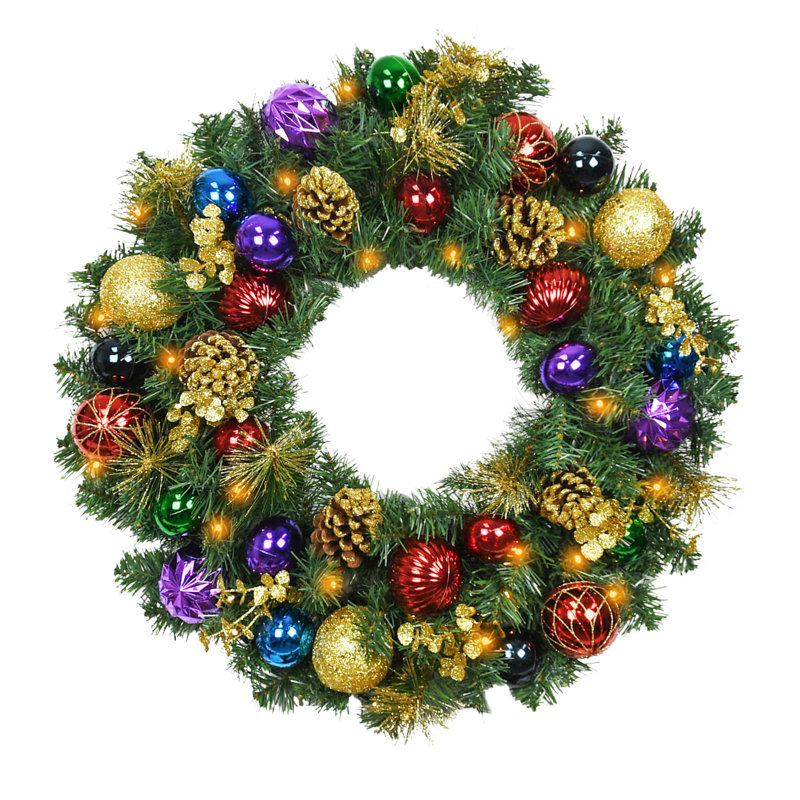 Handcrafted Faux Lighted Pine 30'' Wreath