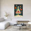 «Festive Mid-Century Tree Classic Modern Retro Christmas Tree Winter Landscape», reproduction d'art mural-178679215