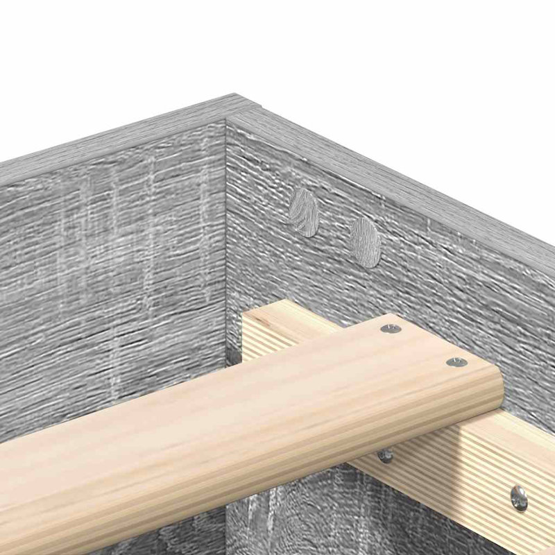 Bed Frame No Mattress Engineered Wood, 143 x 193cm, Grey Sonoma