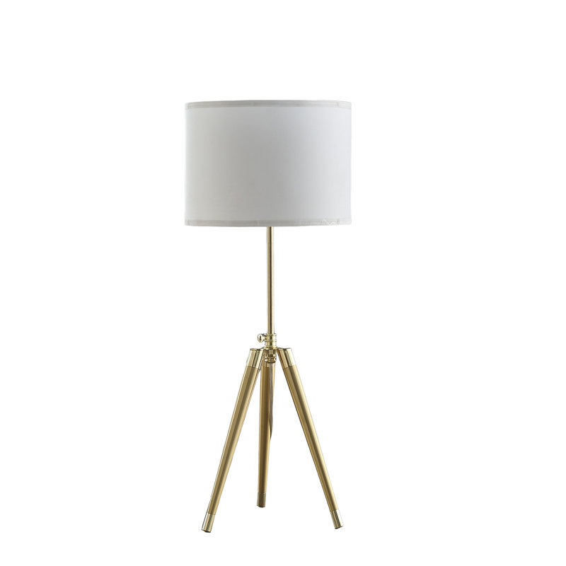 Lampe de table moderne à trépied réglable en laiton / or brillant 35,5 "- 25,75" H