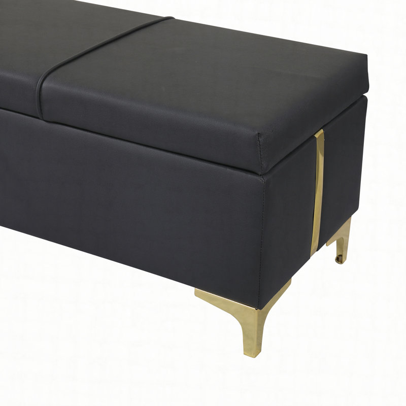 Zeger Upholstered Storage Bench, Black