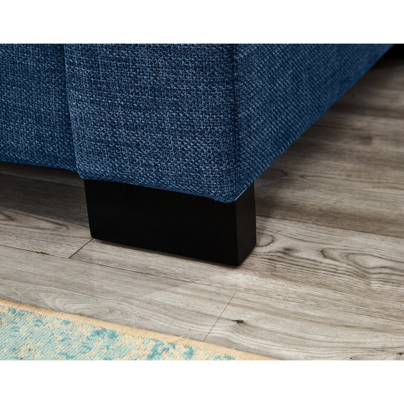 Accoudoirs carrés de 67,7 po de style moderne bleu avec porte-gobelet et rangement, sièges à ressorts hélicoïdaux pour le salon, coussins de poche confortables, structure en bois massif