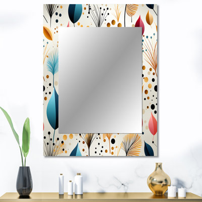 Dranesville Botanical Pastel Color Flowers Composition - miroir mural décoratif botanique, grand miroir bohémien et éclectique, impression sur métal
