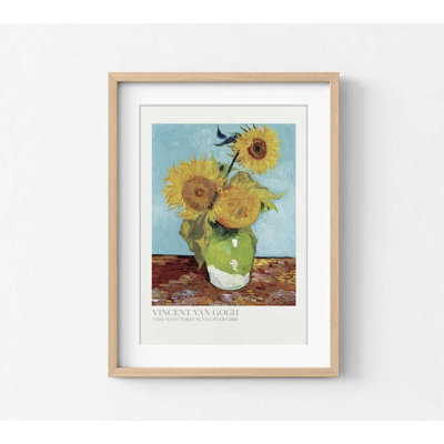 Sunflower Wall Art, Vase with Three Sunflowers