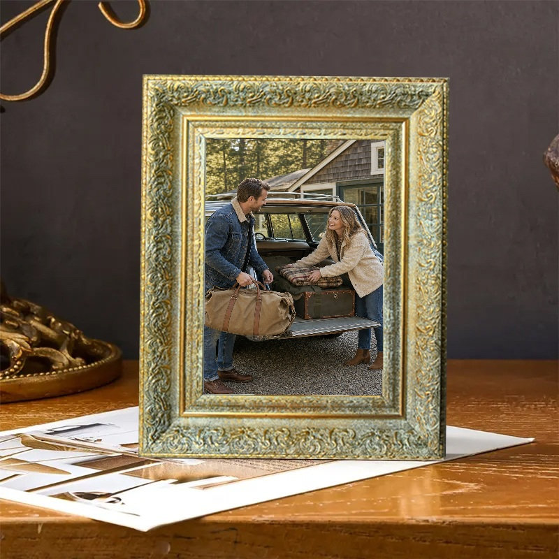 Cadre photo or antique 1pc pour photos et décorations de bureau 5 "x 7", Antique Gold, 1, L 5 po x H 7 po