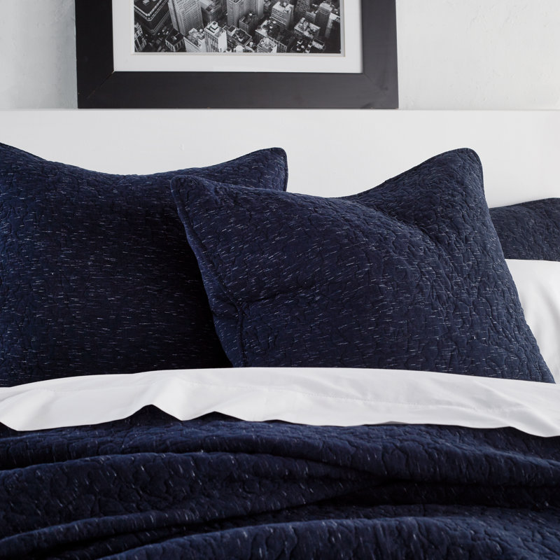 Taie décorative 100% coton moucheté, Très grand, Bleu marine