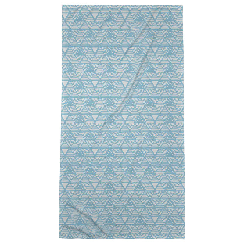 Serviette de plage classique à motif de triangles dessinés à la main, Air Force / blanc
