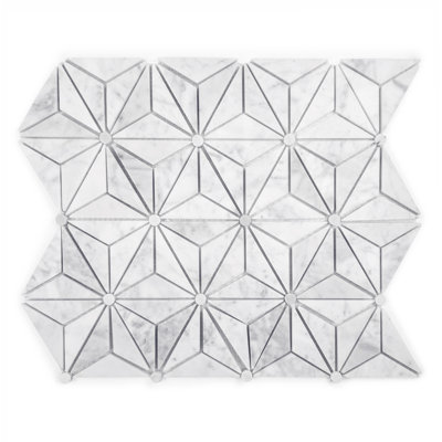 Tuscany 12 in. x 12 in. Marble Pressed Edge Triangle Mosaic Decorative Kitchen & Bathroom Wall Tile