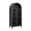 Une armoire de rangement arquée haute avec une lampe, une armoire de rangement en bois de style rétro moderne avec des cloisons en verre réglables, peut être utilisée comme armoire multifonctionnelle dans les cuisines - noir-52920738-52920749
