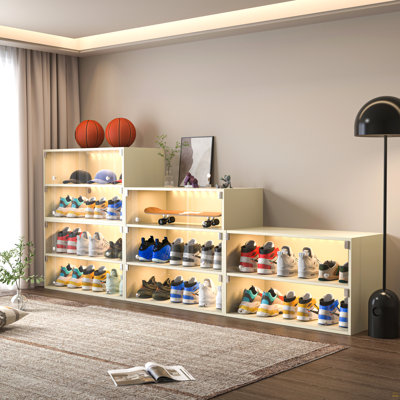 Armoire de rangement pour chaussures en verre avec porte-chaussures