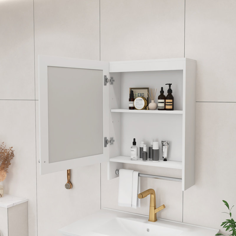 Armoire à pharmacie murale blanche 20 po, armoire de toilette 3 en 1, avec tablette réglable et porte à fermeture douce, miroir haute définition