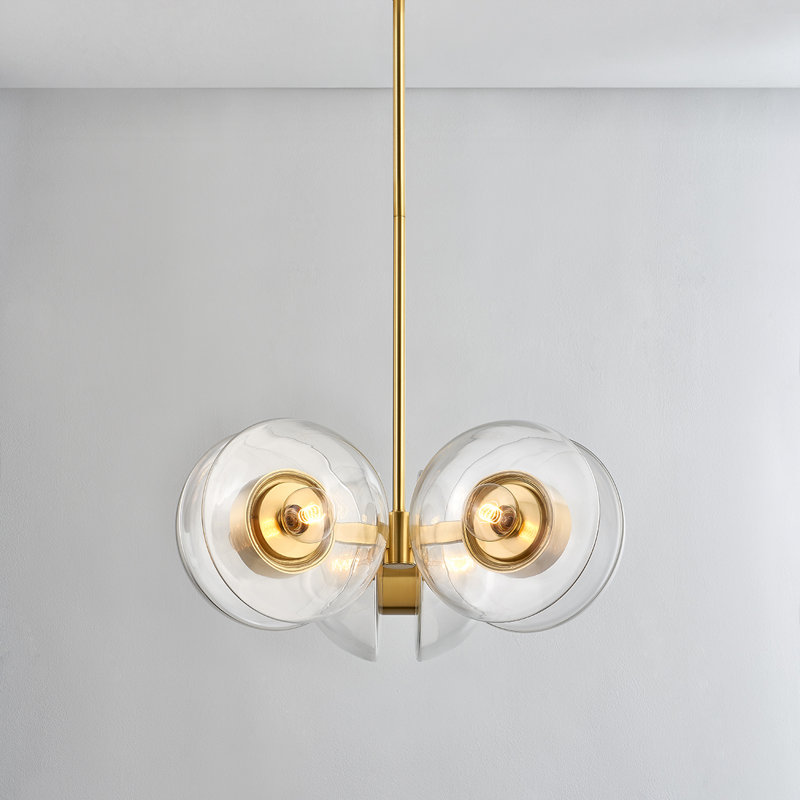 Lustre 6 lumières Kert, H 12 po x l 27 po x P 27 po, Laiton vieilli