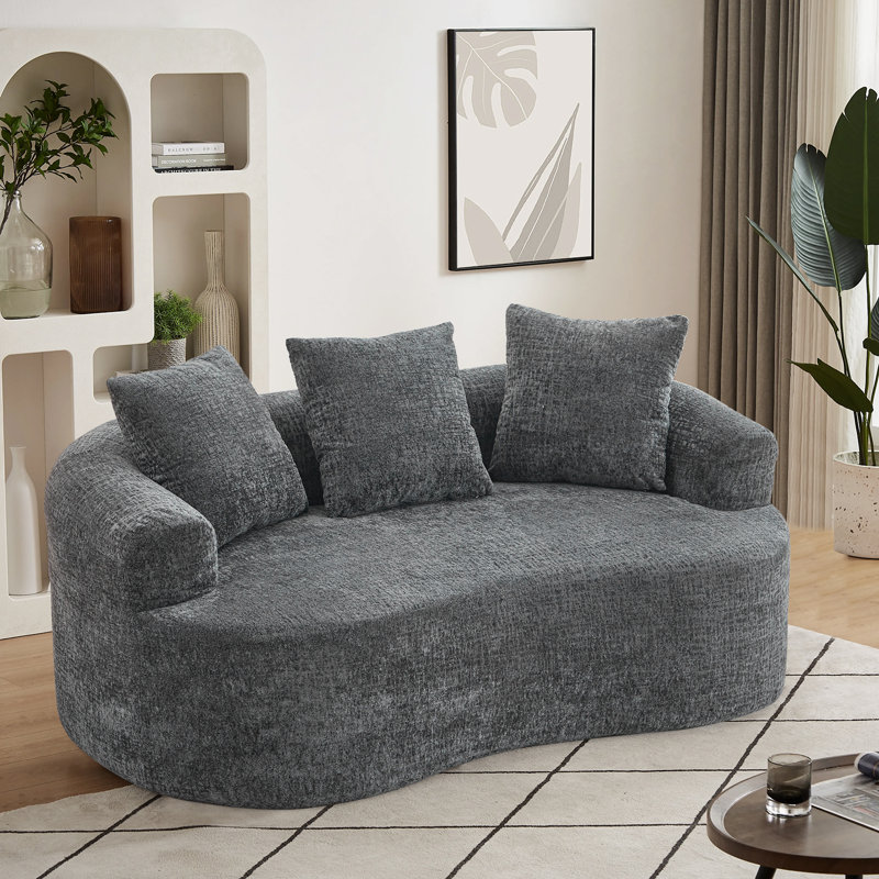 Causeuse, canapé en chenille, Gris
