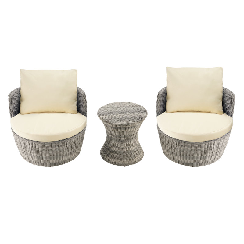 Tidwell 2 - Person Patio Conversation Set, Beige, Gray
