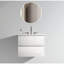 Meuble-lavabo mural 24 po blanc brillant - lavabo en céramique 3 trous de robinet, espace de rangement abondant, surface de montage brillante silencieuse, design