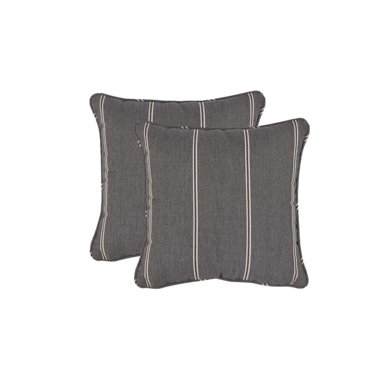 Sunbrella Gray Striped Square Outdoor Decorative Pillows, Set of 2