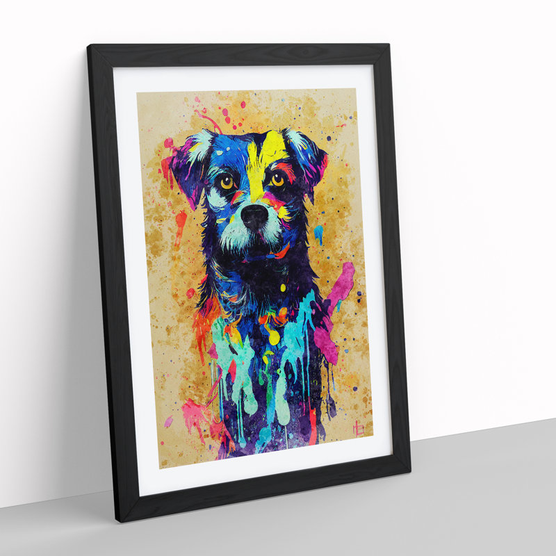 Dog Paint Splash No.4 - Framed Print, Black, 64cm H x 46cm W x 2cm D