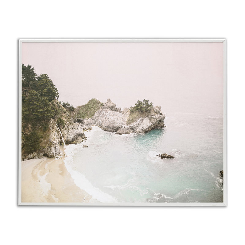 McWays Falls, paysage marin, estampe numérique par Sissi et Seb, Giclée encadrée blanc bord de mer, H 11 po x l 14 po