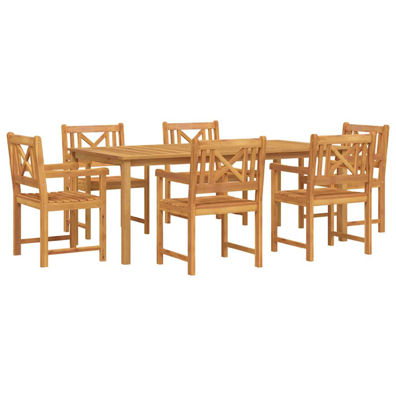 6 - Person Acacia Wood Patio Dining Set with Rectangular Table