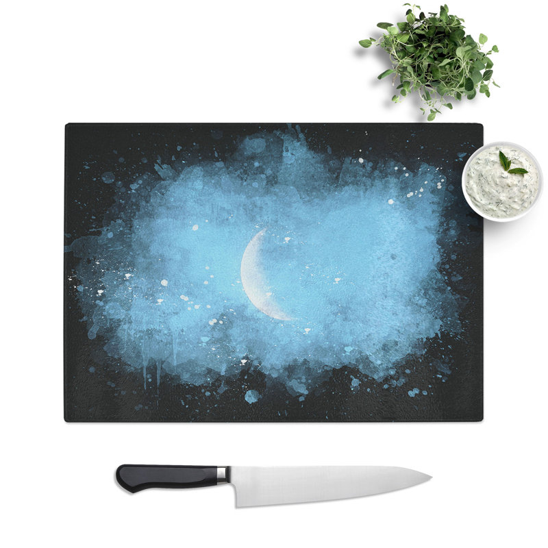 Tempered Glass Moon in Morning Light Chopping Board, 28.5 cm x 39 cm