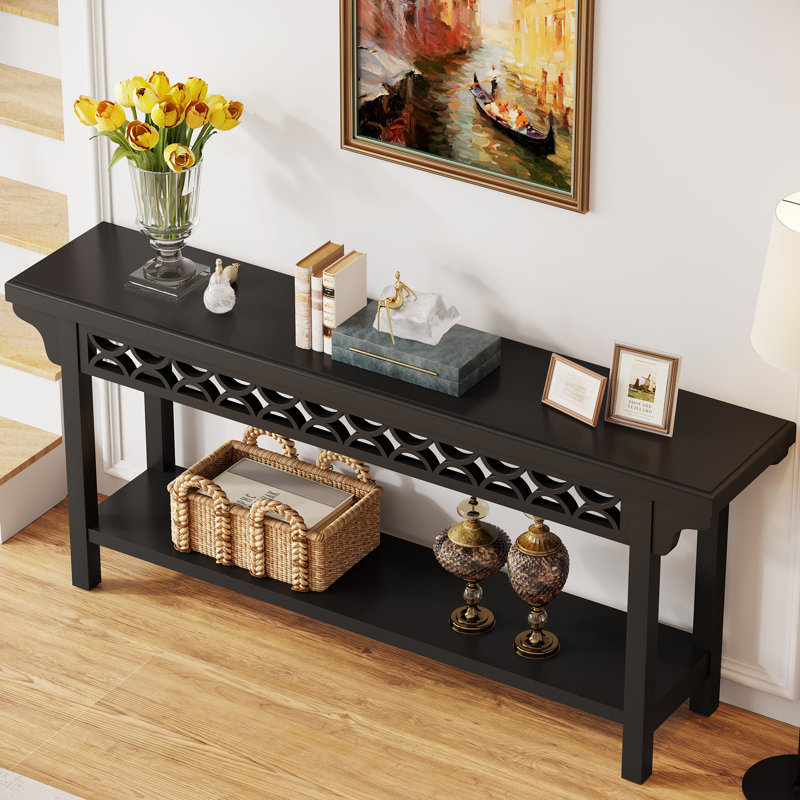 Console en bois massif 70,8 po Holzhauer, Noir, noir, noir, noir