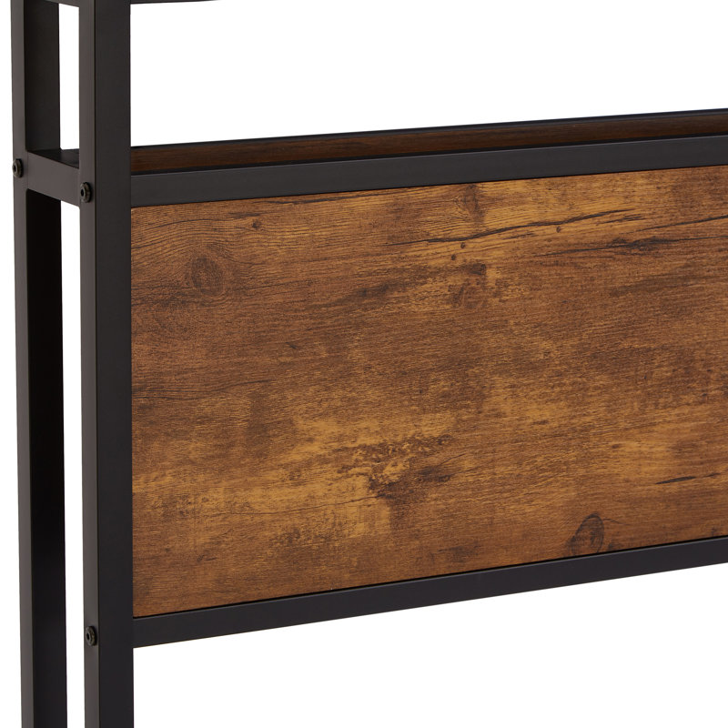 Lit plateforme simple en métal avec repose-pieds et pieds en bois, fente, lumières à DEL, télécommande, sommier non indispensable, capacité de rangement abondante, procédure d'assemblage facile, moderne