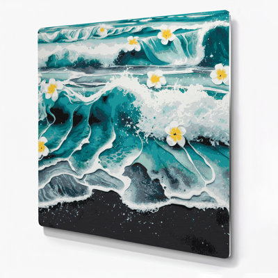 Hawaiian Beach Foam Green Metal Wall Art