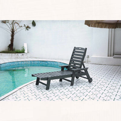 Oversized HDPE Chaise Lounge with 5-Position Recline, Wheels & Cup Holder