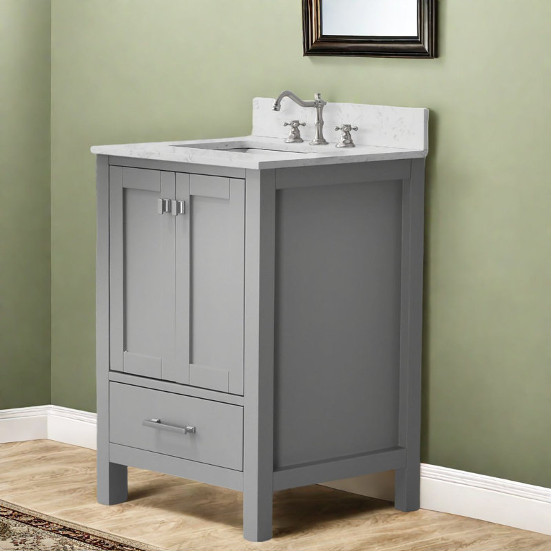 Meuble-lavabo moderne en bois durable avec lavabo, armoire de rangement moderne, gris