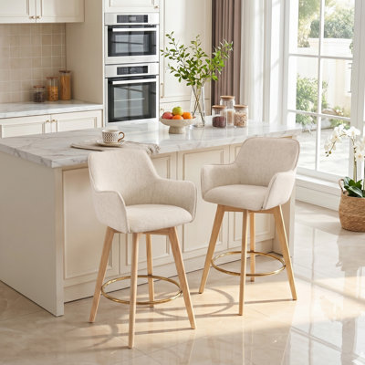 Swivel Yes Upholstered Bar Stool with Solid Wood Frame