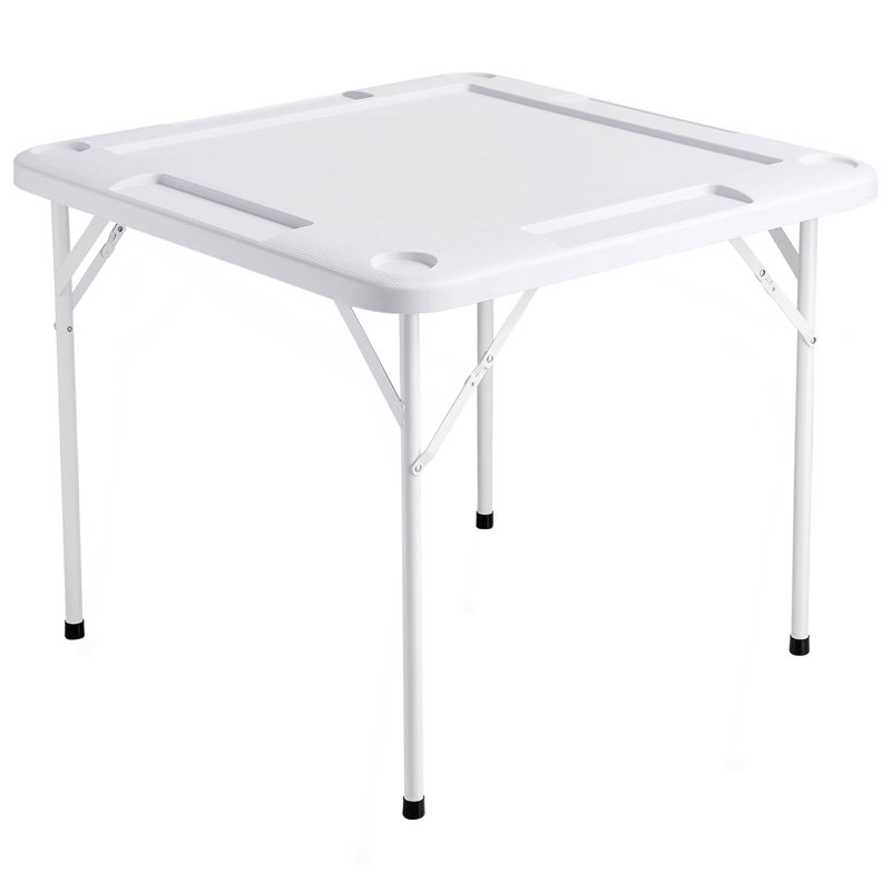 Table de Mahjong 4 joueurs, pliable, avec tapis, porte-gobelet et plateau à jetons