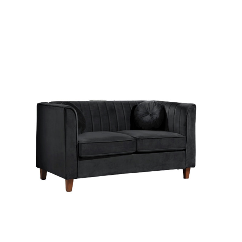 Gwendy 57'' Velvet Loveseat, Black Velvet