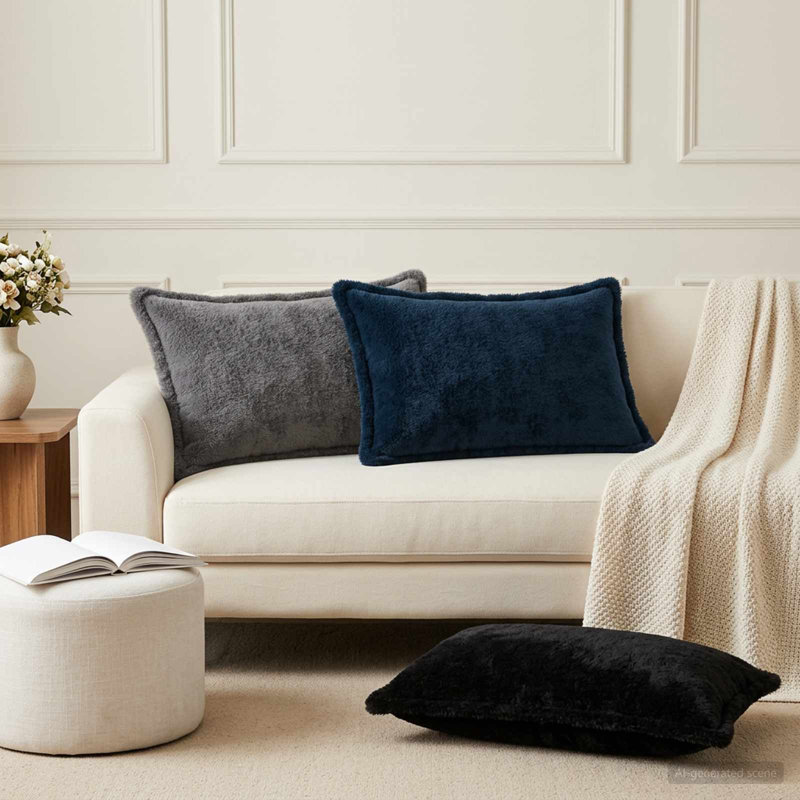 White Cushion Cover, Rectangle 50cm H x 70cm W, Navy Blue
