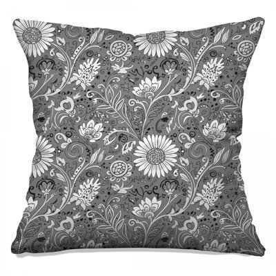 Coussins décoratifs floraux noir et blanc